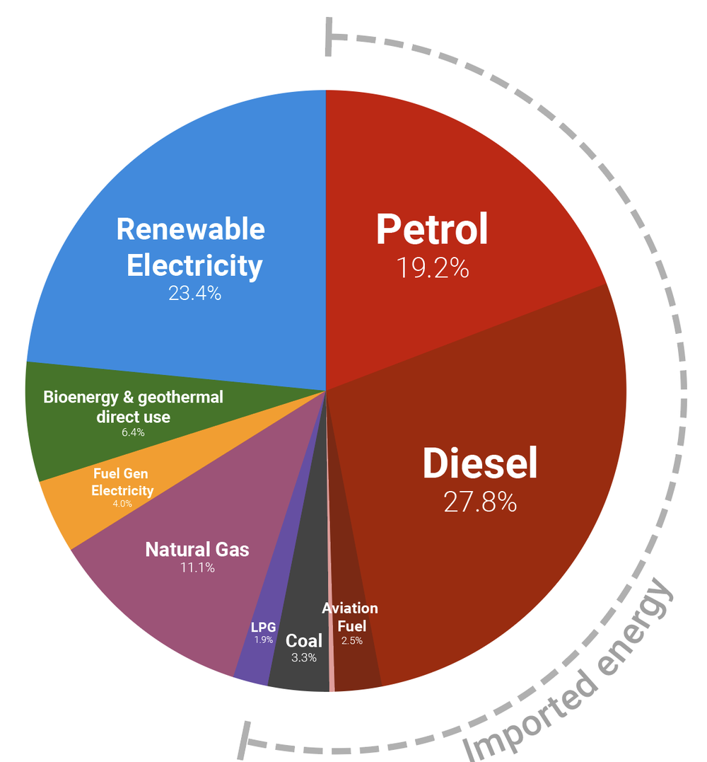 NZ energy consumption 2024 and import proportion