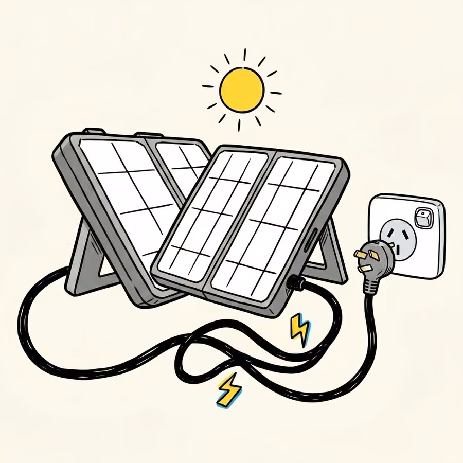 Plug-in solar panel with a household wall plug