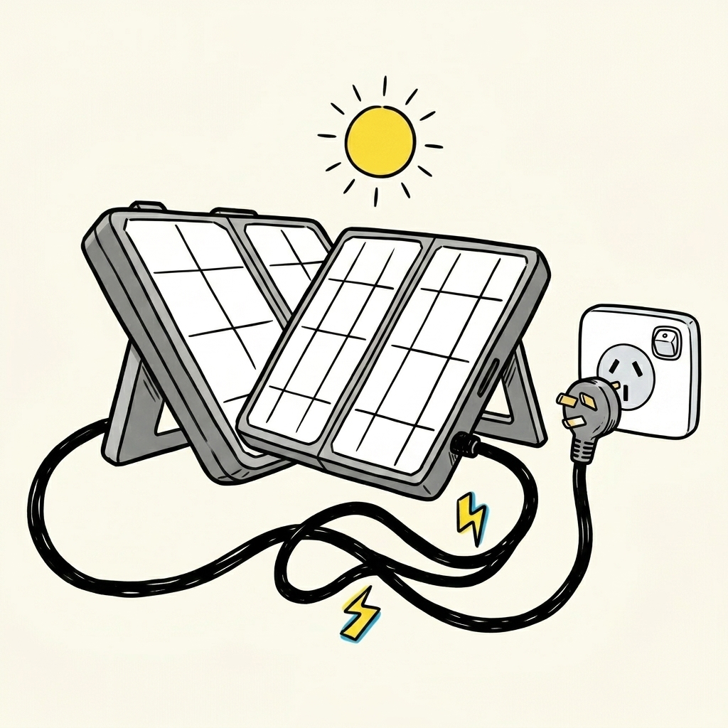Plug-in solar panel with a household wall plug